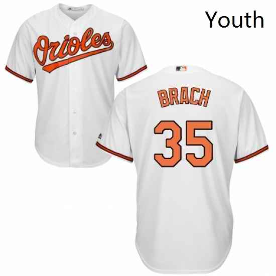 Youth Majestic Baltimore Orioles 35 Brad Brach Authentic White Home Cool Base MLB Jersey